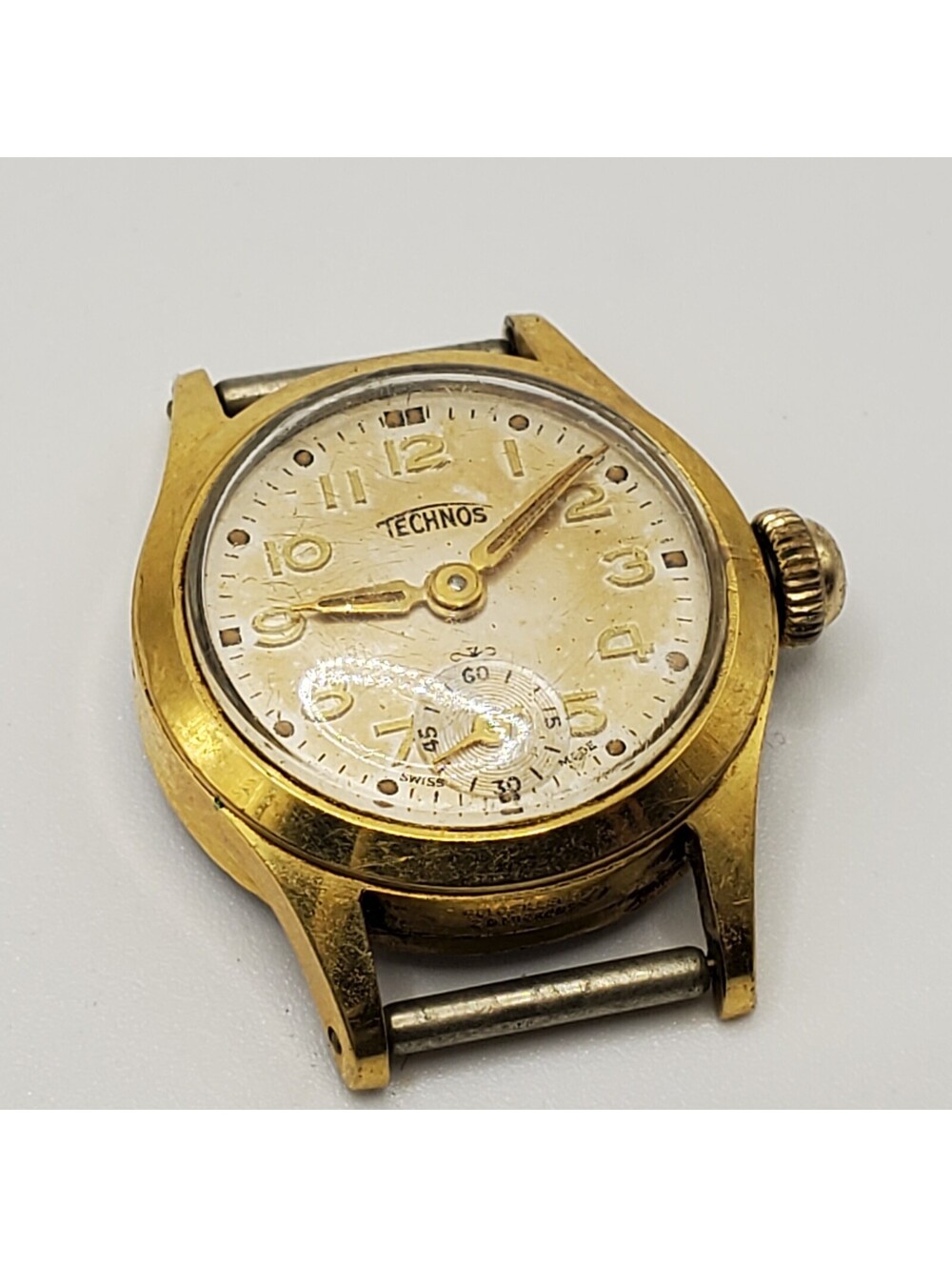 Vintage Technos Gold Filled 20 Microns Sub Dial Mechanical Watch Women Running - Picture 2 of 12